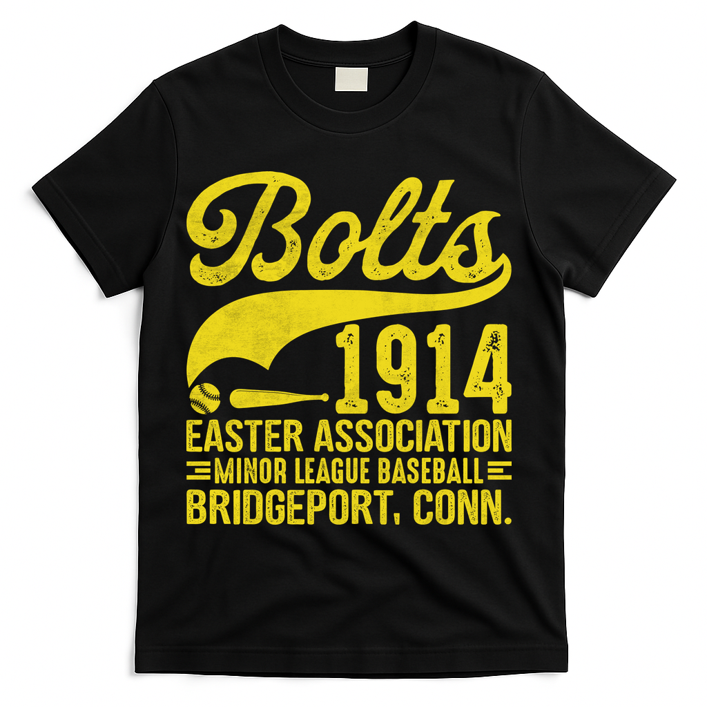 Bridgeport Bolts Connecticut Vintage Baseball Team T-Shirt - Black