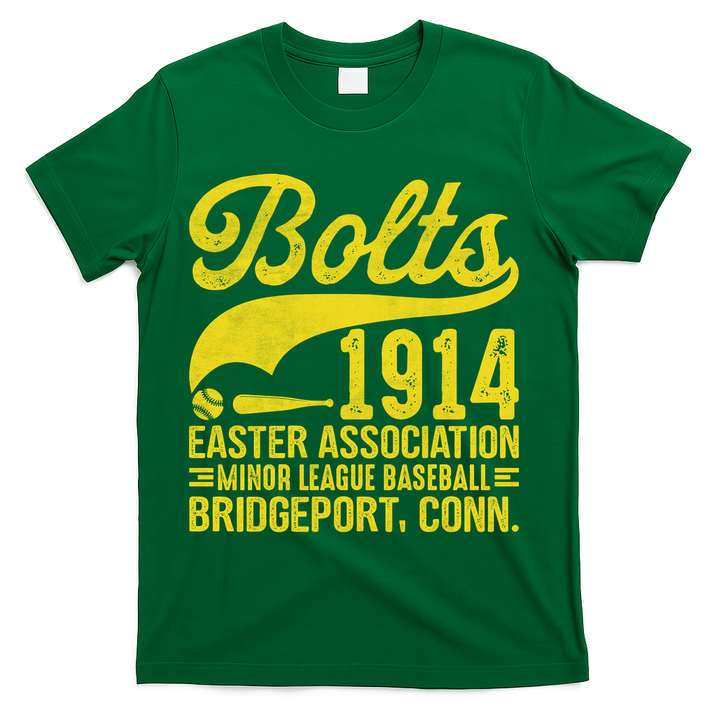 Bridgeport Bolts Connecticut Vintage Baseball Team T-Shirt - Green