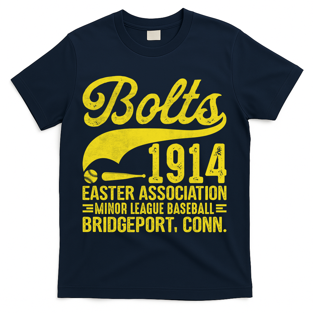 Bridgeport Bolts Connecticut Vintage Baseball Team T-Shirt - Navy