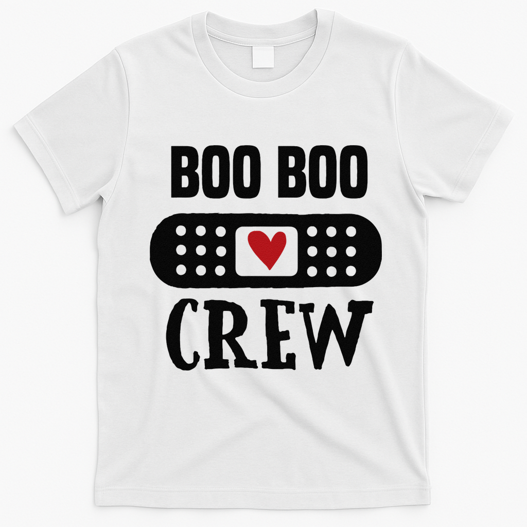 Boo Boo Crew First Aid School Nurse Day Care Teacher T-Shirt - White