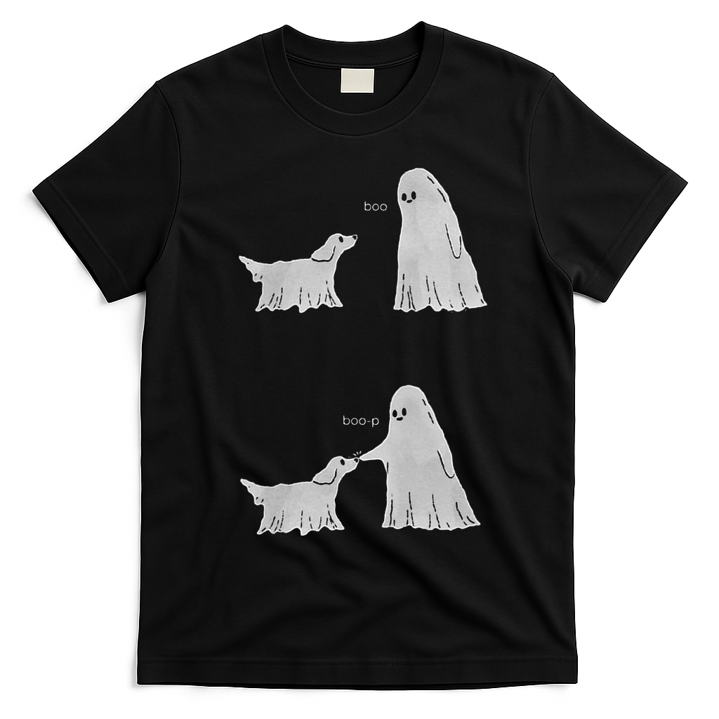 Boo Boop Ghost Dog Halloween T-Shirt - Black