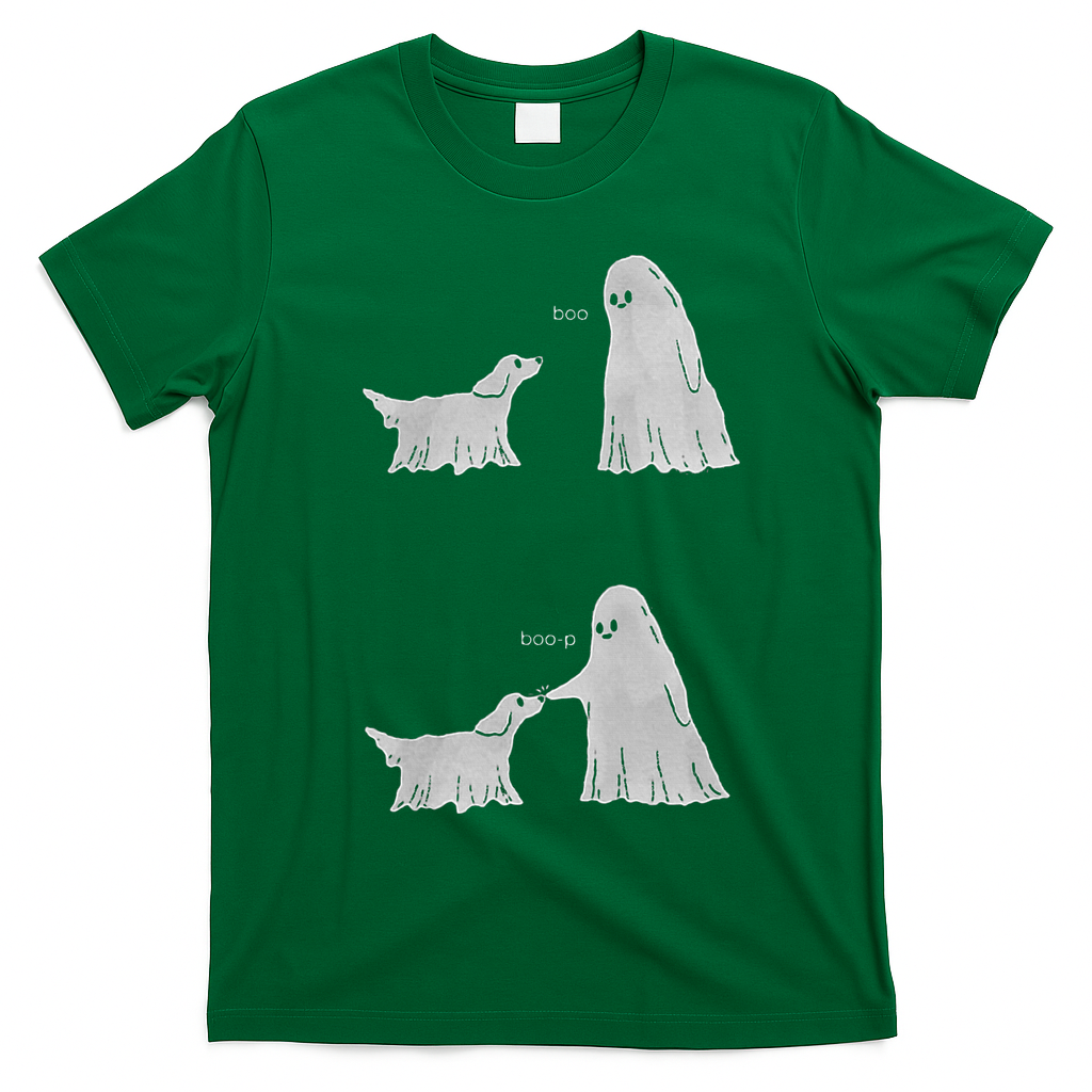 Boo Boop Ghost Dog Halloween T-Shirt - Irish Green