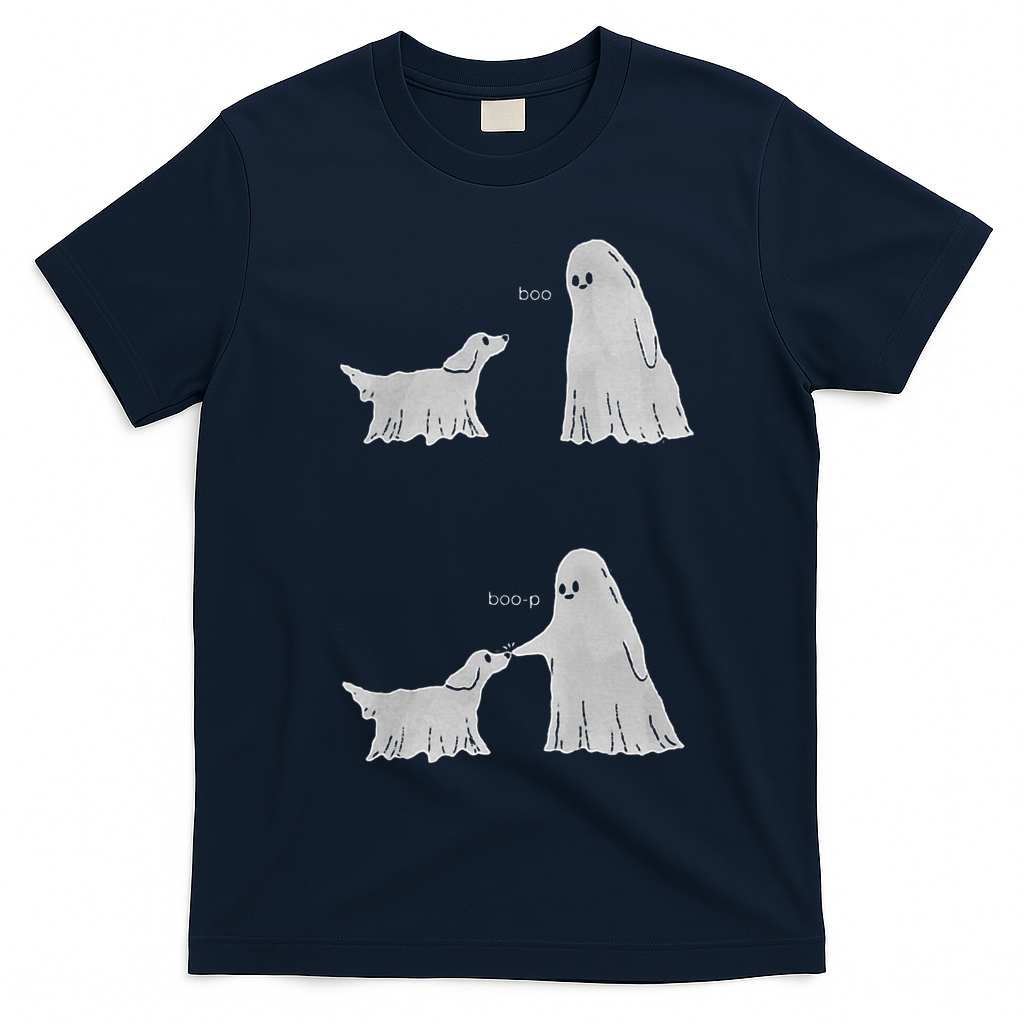 Boo Boop Ghost Dog Halloween T-Shirt - Navy Blue