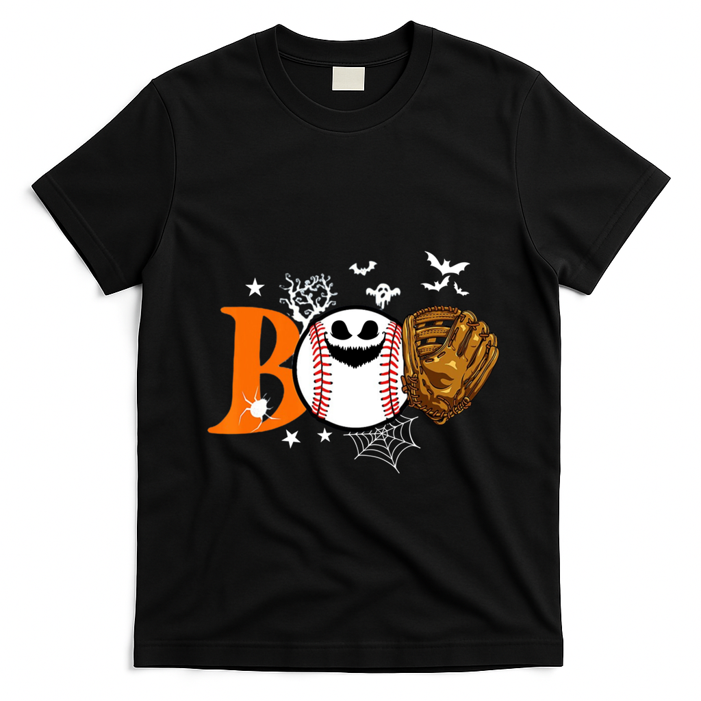 Boo Baseball Halloween Player Catcher Pitcher Spooky Season Meaningful Gift T-Shirt - Black