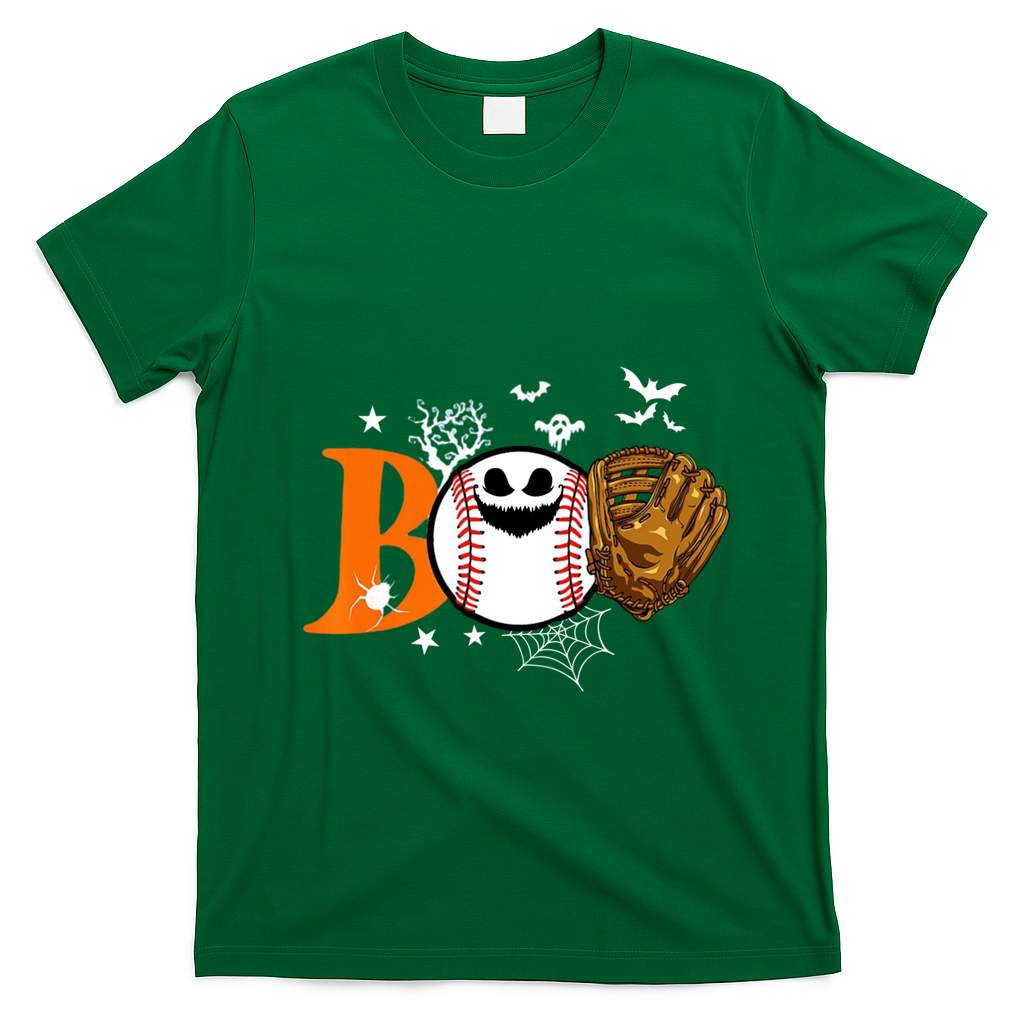 Boo Baseball Halloween Player Catcher Pitcher Spooky Season Meaningful Gift T-Shirt - Irish Green