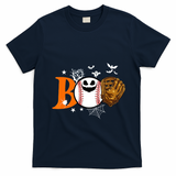 Boo Baseball Halloween Player Catcher Pitcher Spooky Season Meaningful Gift T-Shirt - Navy Blue