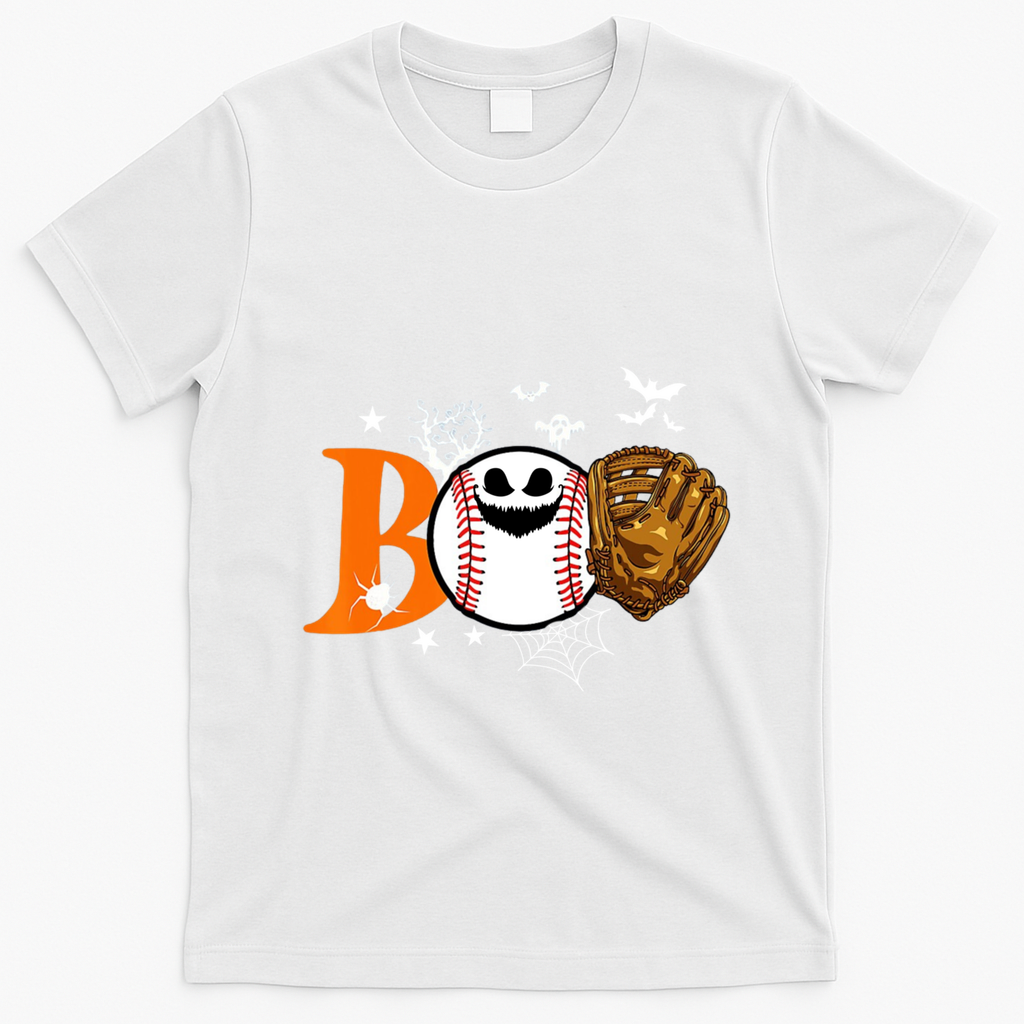Boo Baseball Halloween Player Catcher Pitcher Spooky Season Meaningful Gift T-Shirt - White