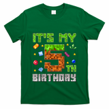Birthday Boy ItS My 5th Birthday Gamer Pixel Number T-Shirt