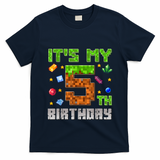 Birthday Boy ItS My 5th Birthday Gamer Pixel Number T-Shirt