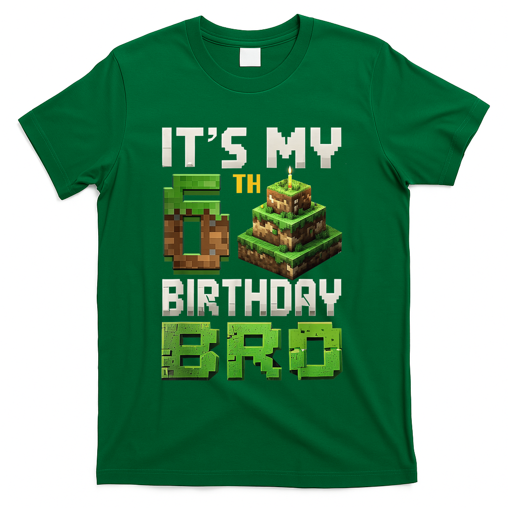 Birthday Boy It'S My 6th Birthday Bro 6 Year Old Gamer Pixel T-Shirt