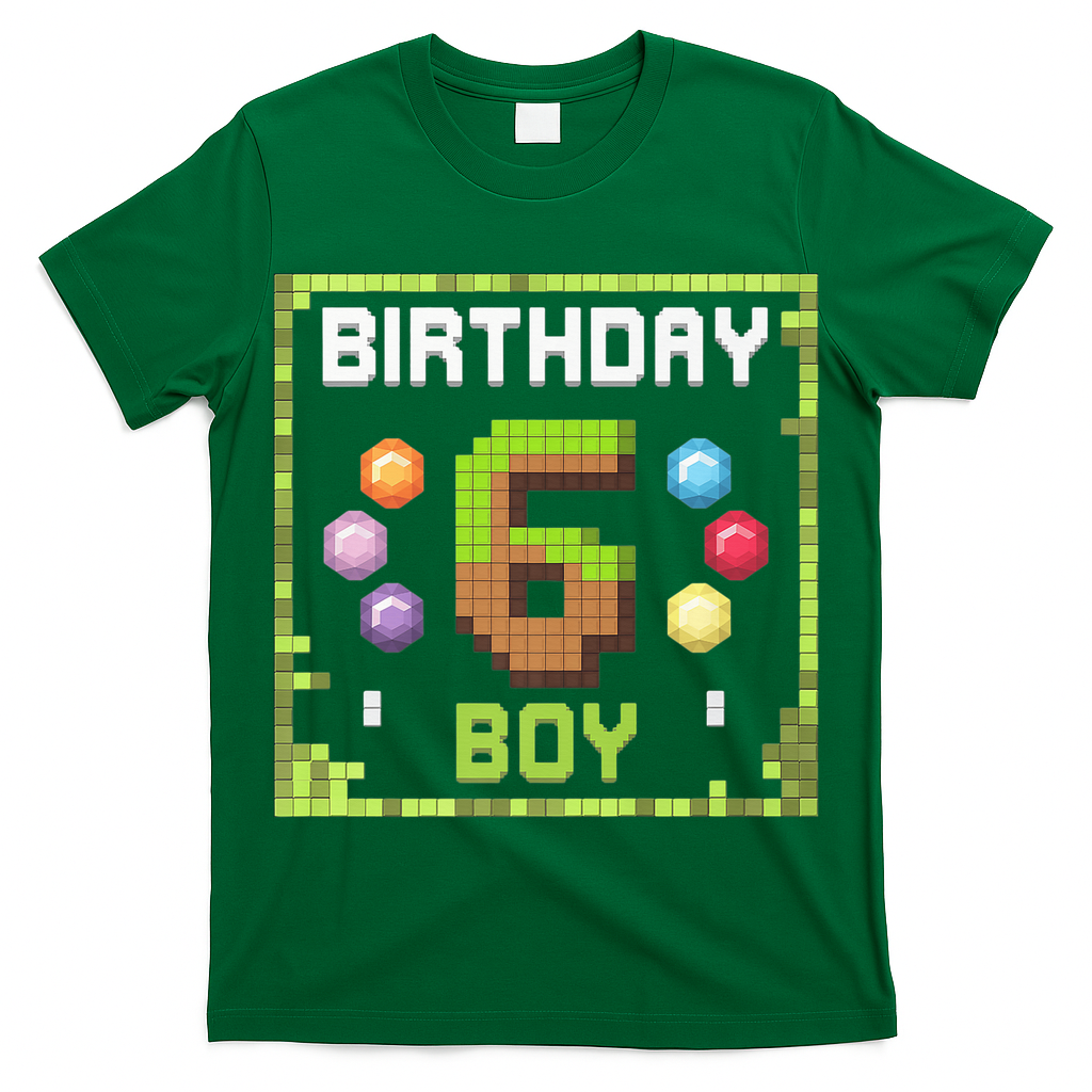 Birthday Boy It'S My 6th Birthday Gamer Pixel Number T-Shirt