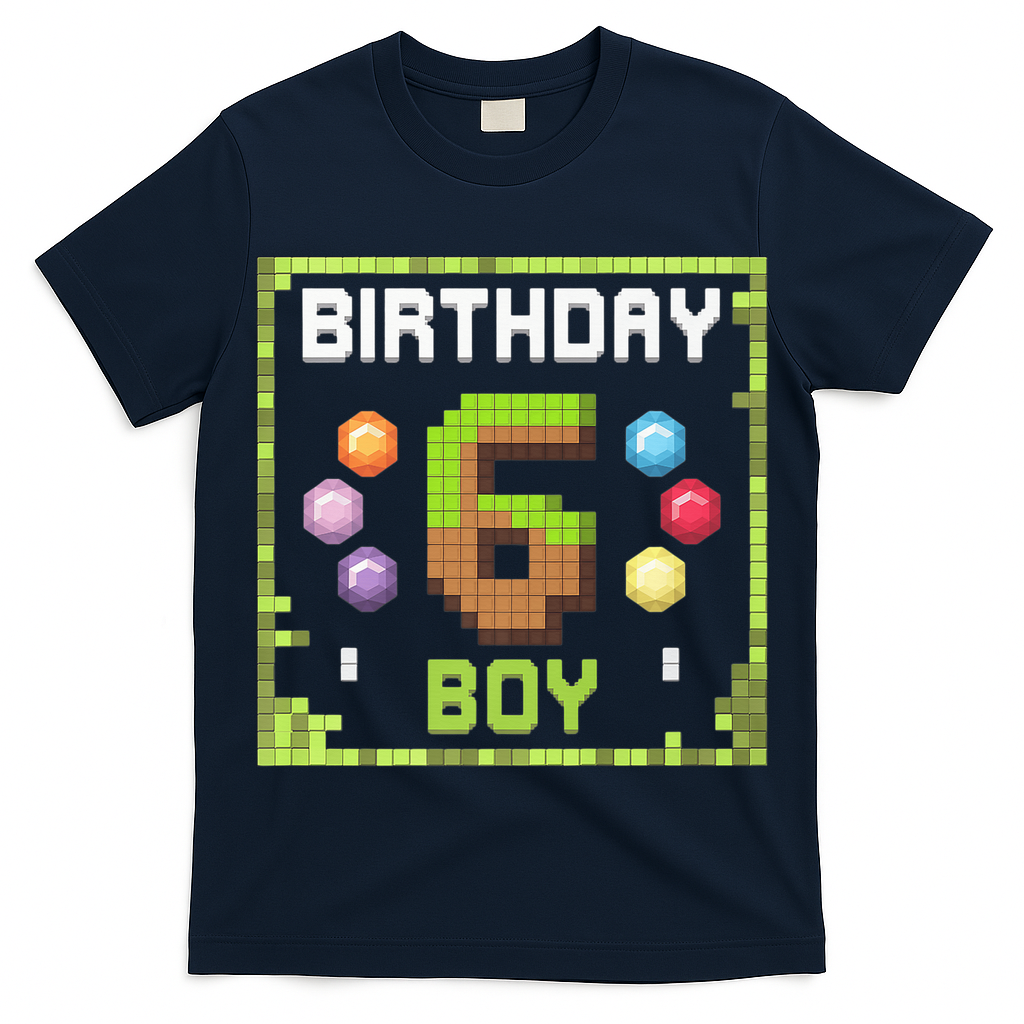 Birthday Boy It'S My 6th Birthday Gamer Pixel Number T-Shirt