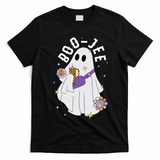 Boujee Boo Jee Spooky Season Cute Ghost Halloween Costume T-Shirt - Black