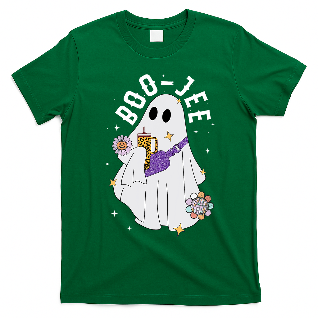 Boujee Boo Jee Spooky Season Cute Ghost Halloween Costume T-Shirt - Irish Green