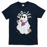 Boujee Boo Jee Spooky Season Cute Ghost Halloween Costume T-Shirt - Navy Blue