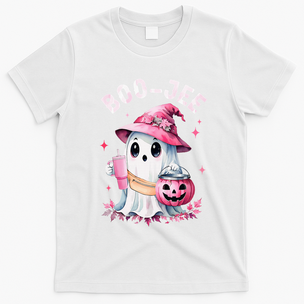 Boujee Boo Jee Spooky Ghost Halloween Pumpkin Costumes T-Shirt - White