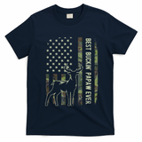 Best Buckin Papaw Camo American Flag Deer Hunting Gift T-Shirt - Navy Blue