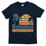 Bahamas Beach Summer Vacation Sunset Vintage 70S Retro T-Shirt - Navy