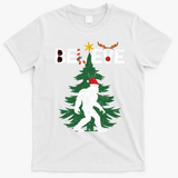 Believe Bigfoot Sasquatch Yeti Santa Hat Christmas Pajamas T-Shirt - White