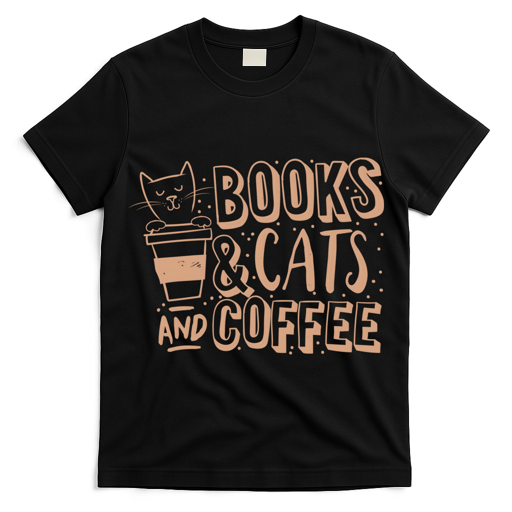 Books Cats And Coffee Lover T-Shirt