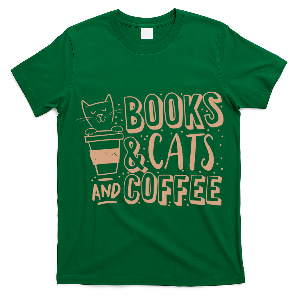 Books Cats And Coffee Lover T-Shirt