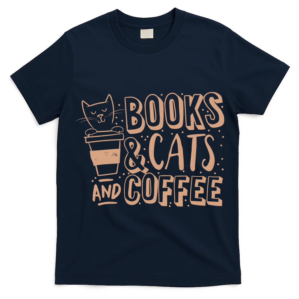 Books Cats And Coffee Lover T-Shirt