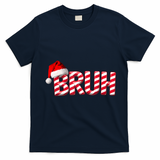 Bruh Christmas Candy Cane For Funny Xmas Bruh T-Shirt - Navy Blue