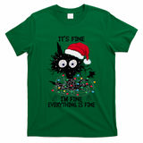 Black Cats Christmas It's Fine I'm Fine Everything Is Fine T-Shirt