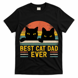 Best Cat Dad Ever Vintage Retro Style Black Cats Lover TShirt T-Shirt