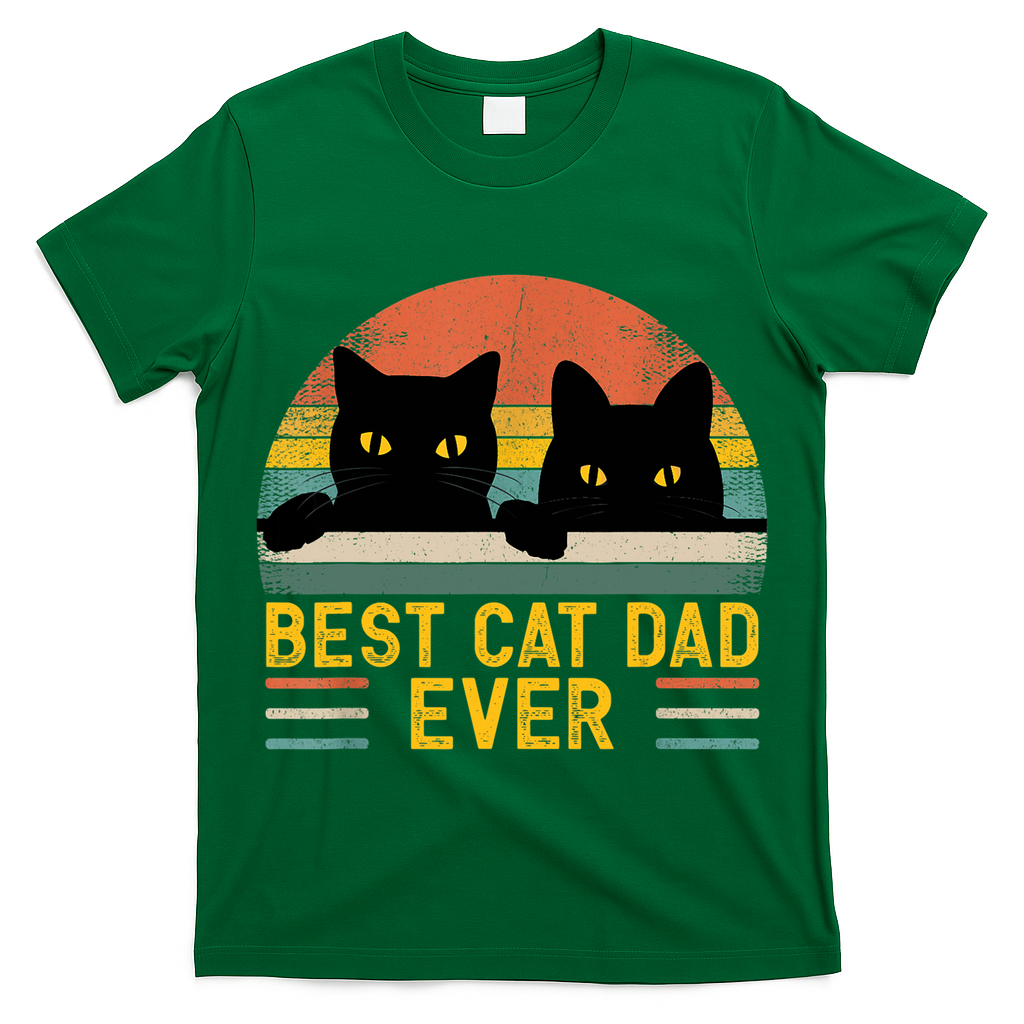 Best Cat Dad Ever Vintage Retro Style Black Cats Lover TShirt T-Shirt