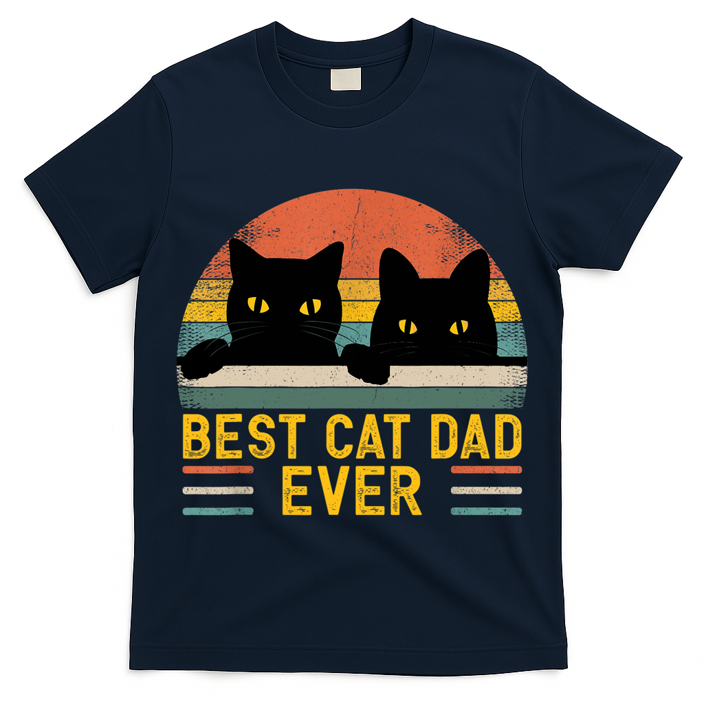 Best Cat Dad Ever Vintage Retro Style Black Cats Lover TShirt T-Shirt