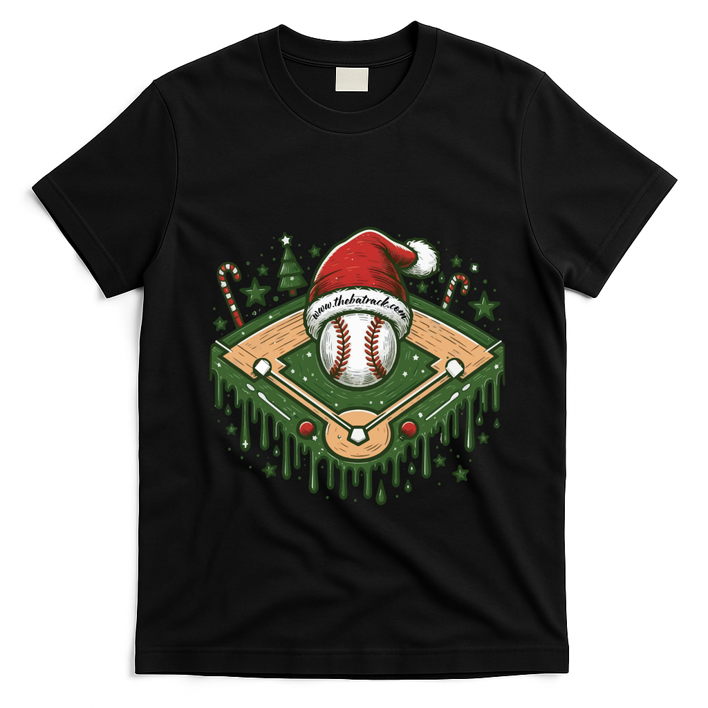 Baseball Christmasholiday Drip T-Shirt - Black