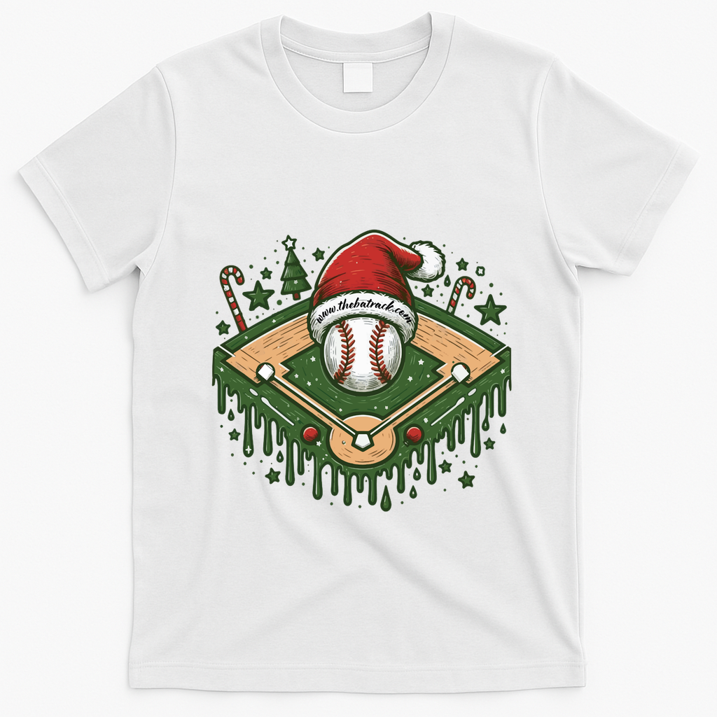 Baseball Christmasholiday Drip T-Shirt - White