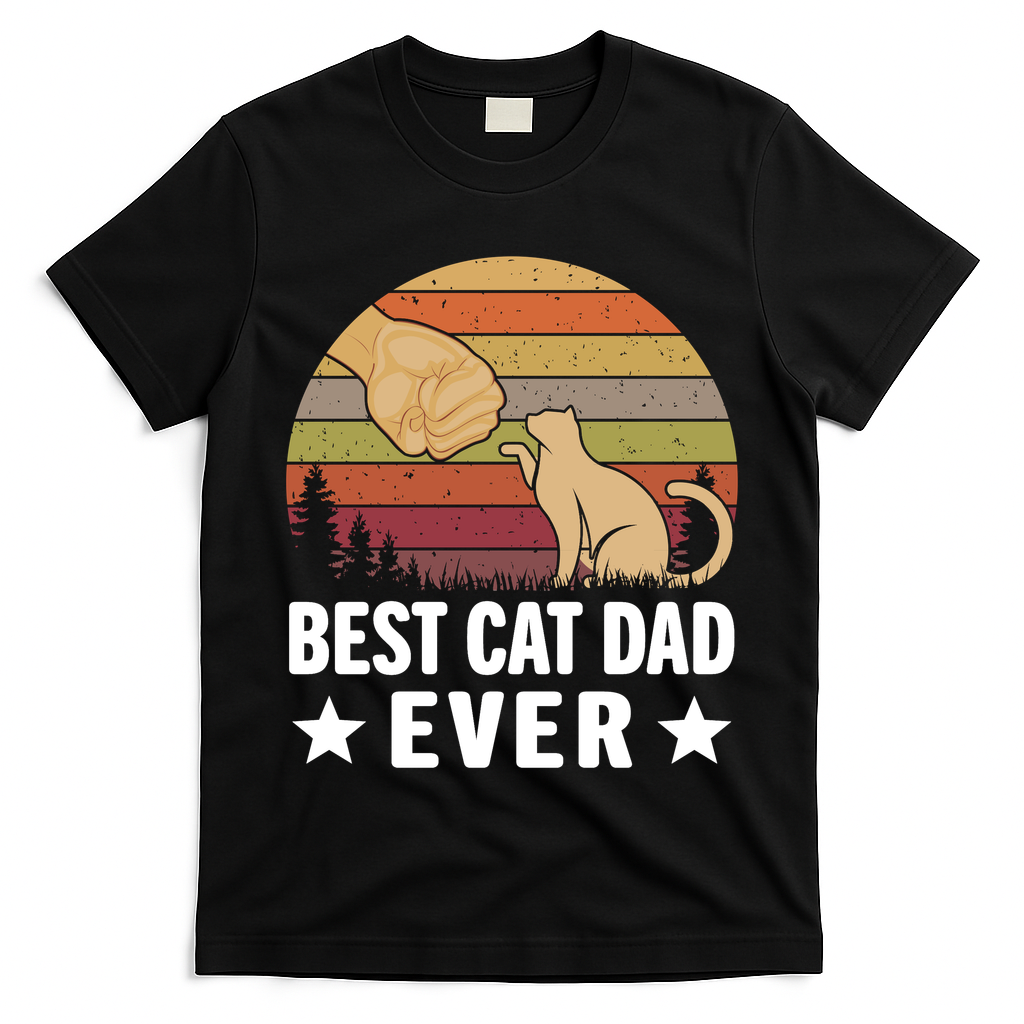 Best Cat Dad Ever Funny Cute Retro T-Shirt
