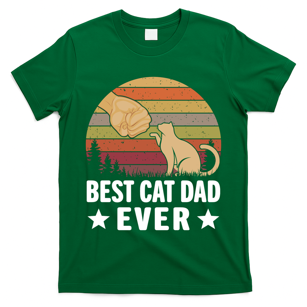 Best Cat Dad Ever Funny Cute Retro T-Shirt