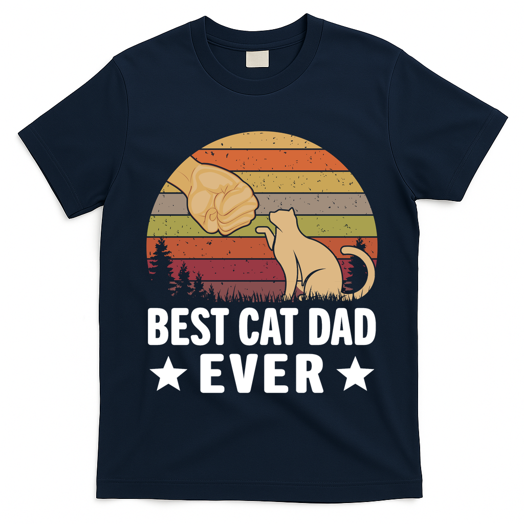 Best Cat Dad Ever Funny Cute Retro T-Shirt