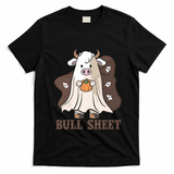 Boo Cow Farm Animals Funny Ghost Halloween Bull Sheet Gift T-Shirt - Black