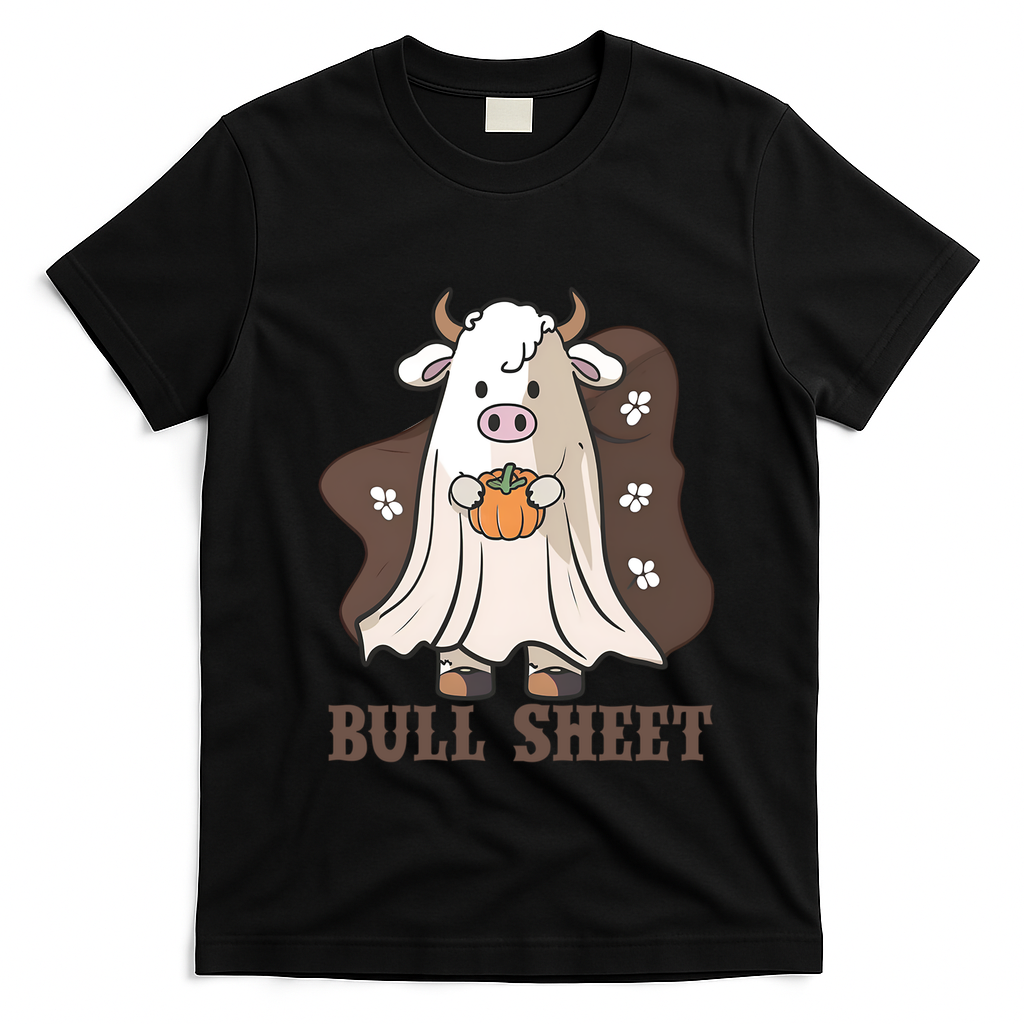 Boo Cow Farm Animals Funny Ghost Halloween Bull Sheet Gift T-Shirt - Black