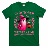 Breast Cancer Halloween Ghost Wear Pink In October T-Shirt - Irish Green