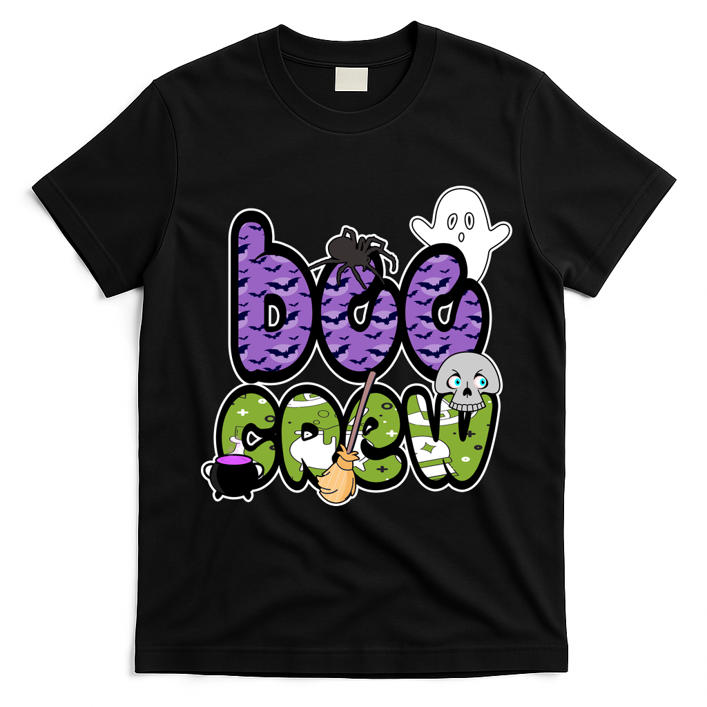 Boo Crew Halloween Spooky Fun T-Shirt - Black