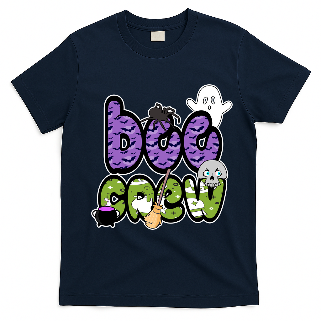 Boo Crew Halloween Spooky Fun T-Shirt - Navy Blue