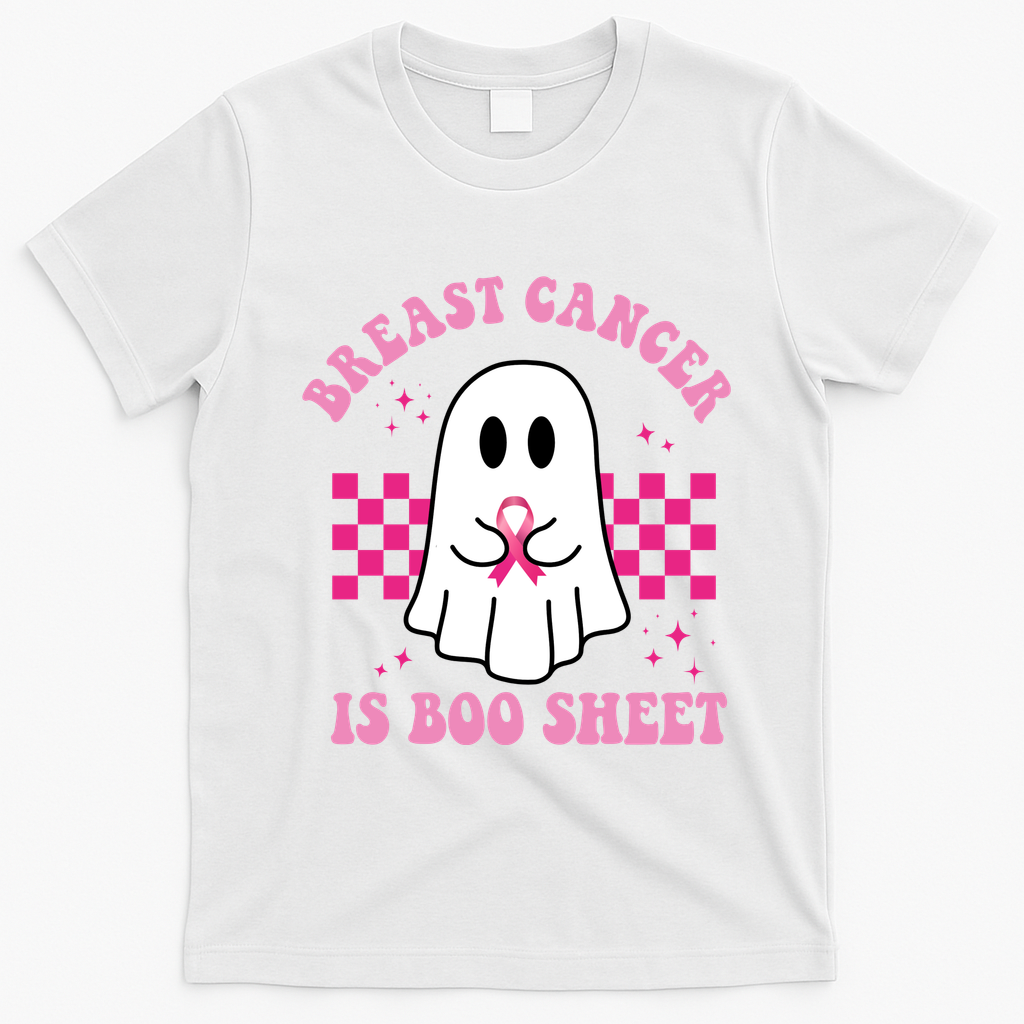 Breast Cancer Is Boo Sheet October Awareness T-Shirt - White