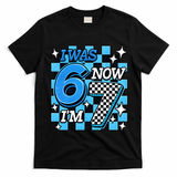 Blue Checkered I Was 6 Now I'm 7 67 Birthday Boy T-Shirt