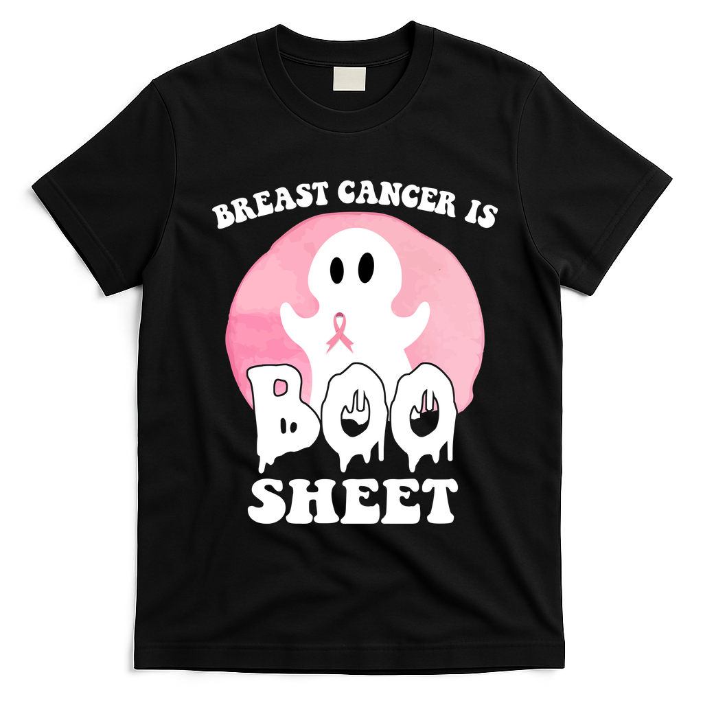 Breast Cancer Is Boo Sheet Funny Ghost T-Shirt - Black