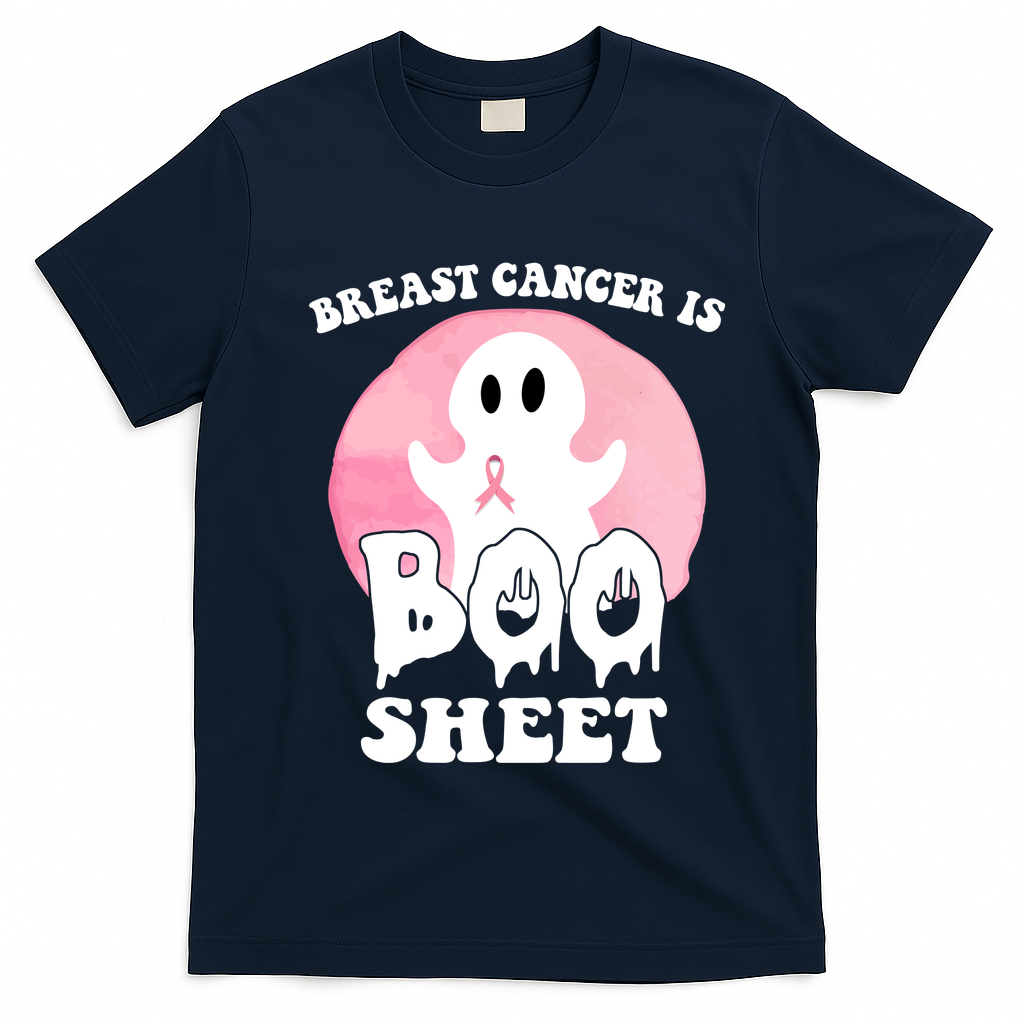 Breast Cancer Is Boo Sheet Funny Ghost T-Shirt - Navy Blue
