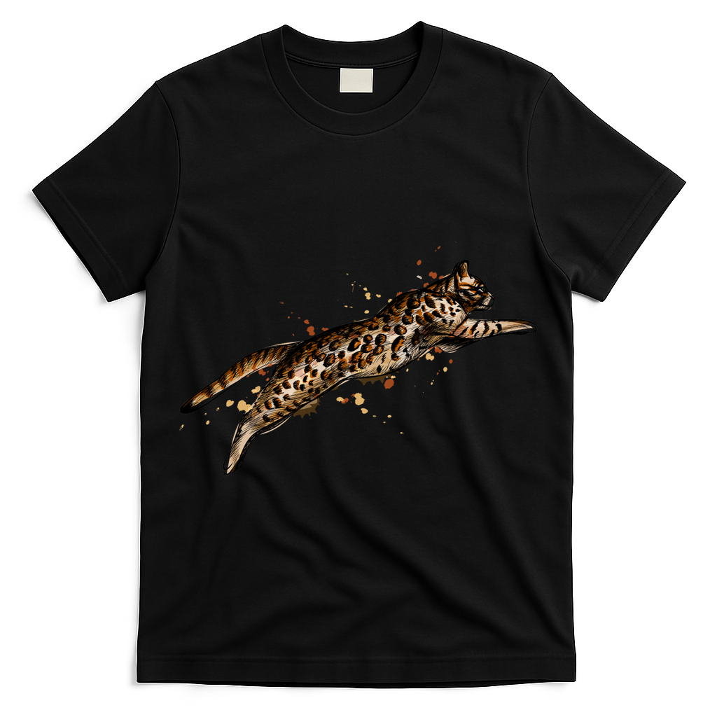 Bengal Cat Jumping From A Splash T-Shirt
