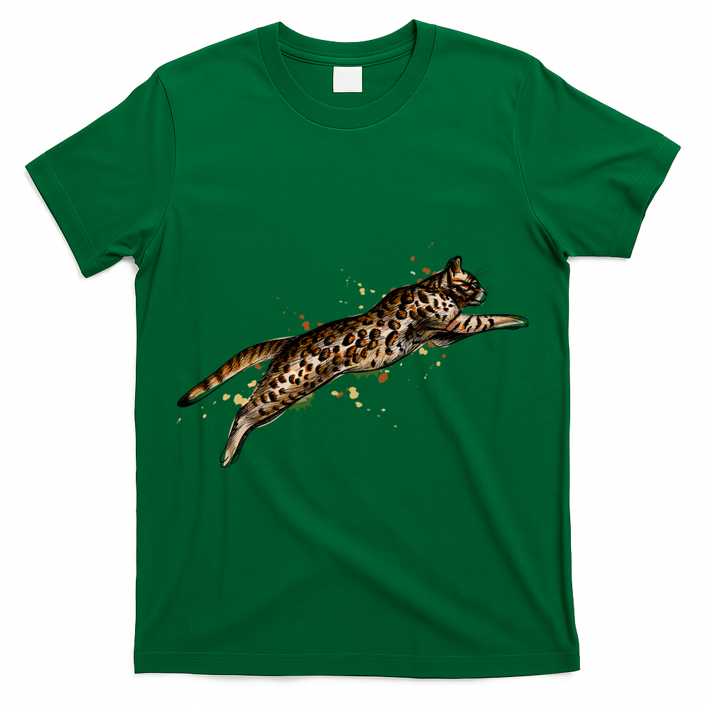 Bengal Cat Jumping From A Splash T-Shirt