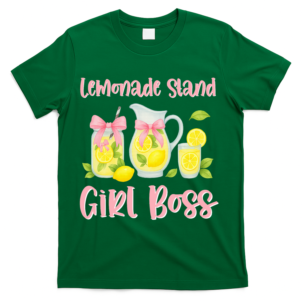 Bow Coquette Lemonade Stand Girl Boss Ceo Lemon Juice Summer T-Shirt - Green