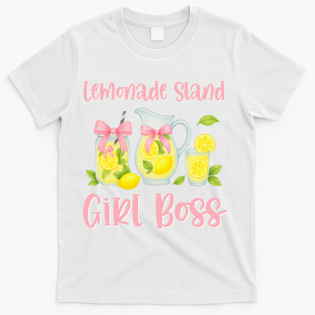Bow Coquette Lemonade Stand Girl Boss Ceo Lemon Juice Summer T-Shirt - White