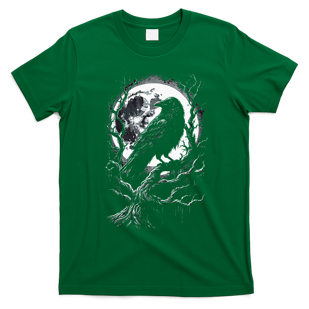 Black Crow Raven Bird T-Shirt - Irish Green